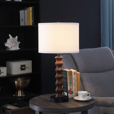 Dark Cherry Polyresin Indents Table Lamp With White Shade